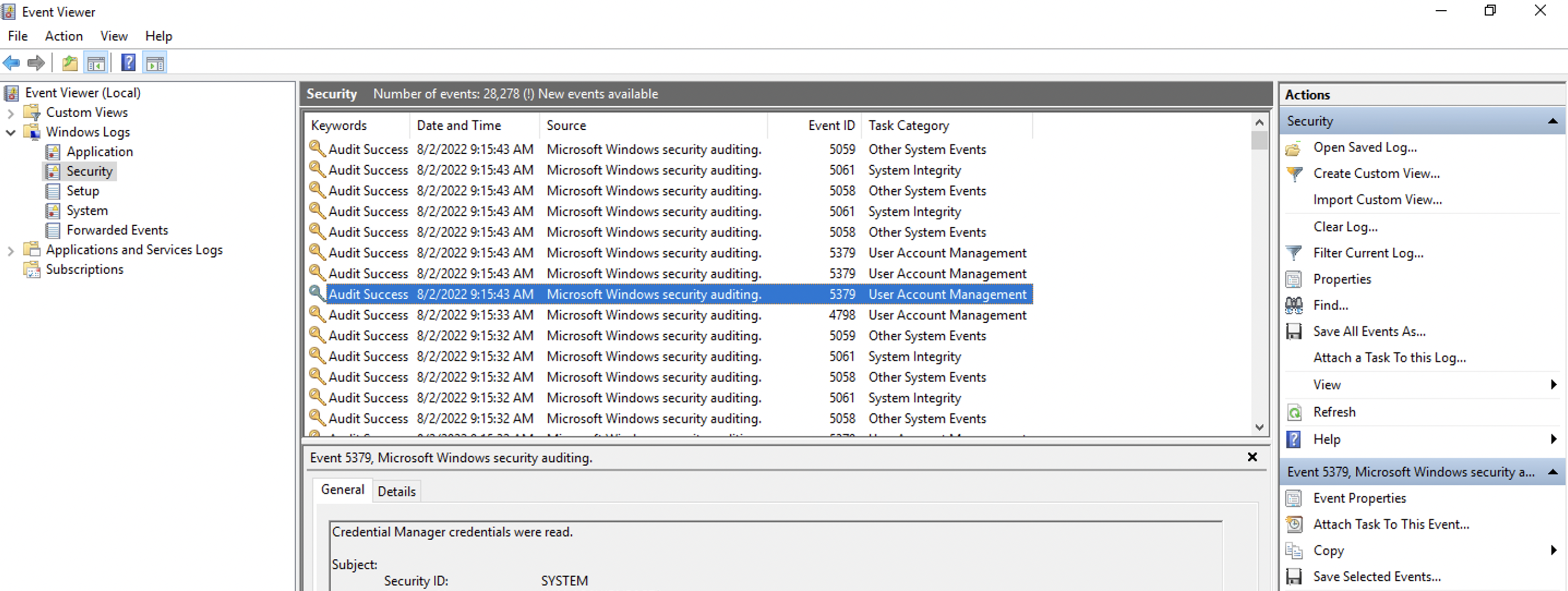 Windows Event Viewer